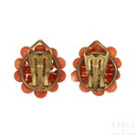 A pair of coral ear clips, late 19th century