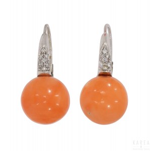 A pair of polished coral earrings, Italy, 20th century