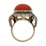 A coral set cocktail ring, Italy, 1920s-30s