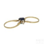 An emerald and sapphire two sided swivel ring, contemporary