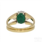 An emerald and sapphire two sided swivel ring, contemporary