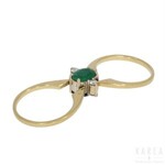 An emerald and sapphire two sided swivel ring, contemporary