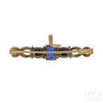 A sapphire set bar brooch, France, 20th century