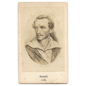 [SŁOWACKI Juliusz - fotografia portretowa]. [l. 60./70. XIX w.]. Fotografia w owalu form. 8,4x5,...