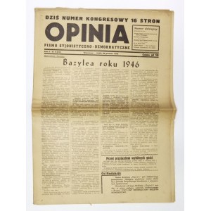 OPINIA. Pismo syjonistyczno-demokratyczne. R. 2, nr 9: 20 XII 1946.