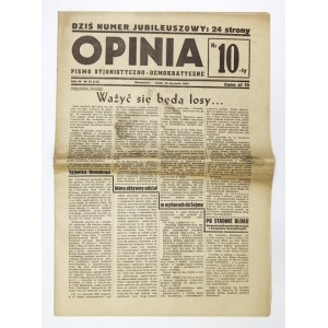 OPINIA. Pismo syjonistyczno-demokratyczne. R. 2, nr 10: 15 I 1947.