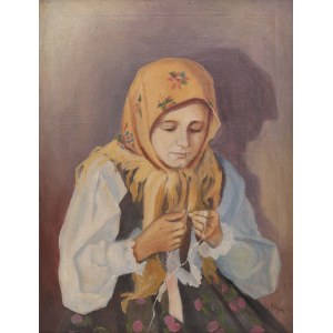 Artysta nieokreślony (XIX/XX w.), Portret dziewczyny w stroju ludowym