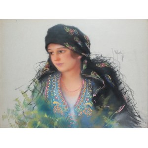 Józef Ujheli (1895-?), Portret kobiety w stroju ludowym