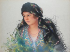 Józef Ujheli (1895-?), Portret kobiety w stroju ludowym