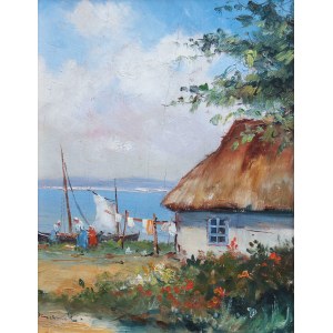 Eugeniusz Dzierzencki (1905 Warsaw - 1990 Sopot), Fisherman's cottage on the Baltic Sea