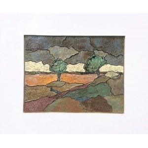 Piotr Michnikowski, LANDSCAPE WITH TREES, 38 x 29 x 3 cm.