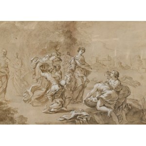 Malarz nieokreślony, włoski, XVII w., Znalezienie Mojżesza - Szkic do obrazu