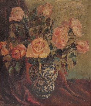 Janina MALISZEWSKA-ZAKRZEWSKA (1909-1982), Róże w ceramicznym wazonie
