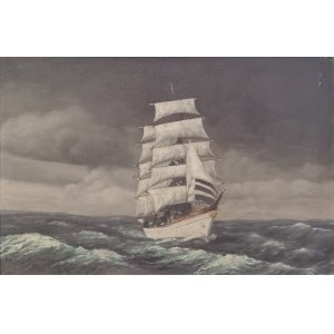 H. BARTELS, XX w., Żaglowiec na morzu, 1908