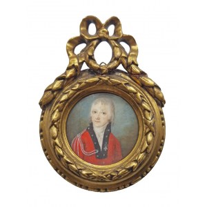 Malarz nieokreślony, XIX w., Portret mężczyzny w czerwonym mundurze - miniatura
