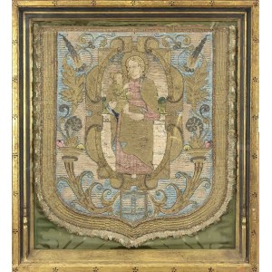 Madonna z dzieciątkiem, kaptur z kapy, Włochy XVI w.