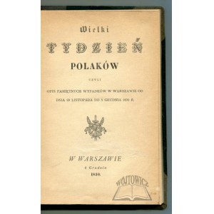 (HOFFMAN Karol), Wielki Tydzień Polaków.