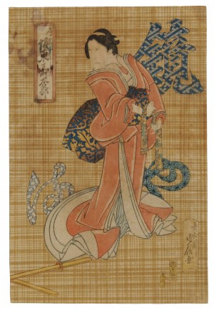 Hasegawa Sadanobu (1809-1879), Aktor Bando Jutaro jako pani Iwafuji w sztuce 