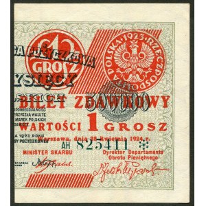 1 grosz 1924, bilet zdawkowy (prawy) - AH❉ -