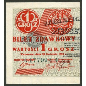 1 grosz 1924, bilet zdawkowy (lewy) - CO❉ -