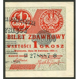 1 grosz 1924, bilet zdawkowy (prawy) - CT❉ -