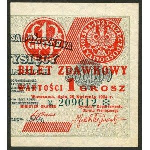 1 grosz 1924, bilet zdawkowy (prawy) - BA❉ -