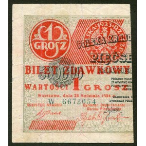 1 grosz 1924, bilet zdawkowy (lewy) - W -