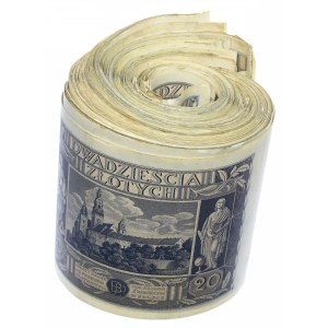 Zestaw banknotów w rulonie - 20 złotych 1936 (161szt.)