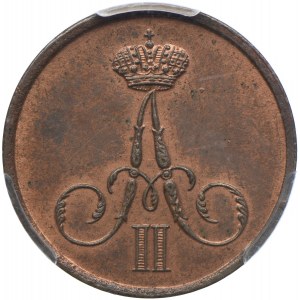 Rosja, Aleksander II, dienieżka 1857 BM, Warszawa, PCGS MS63 RB