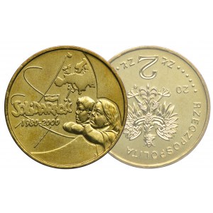 2 złote 2000 Solidarność, ODWROTKA, z napisem na rancie