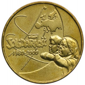 2 złote 2000 Solidarność, ODWROTKA, z napisem na rancie