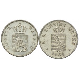 Niemcy, Saksonia 2 grosze 1854, Bawaria 6 krajcarów 1848, (2szt.)