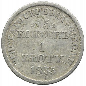 Polska, Zabór rosyjski, Mikołaj I, 15 kopiejek = 1 złoty 1835 MW, Warszawa