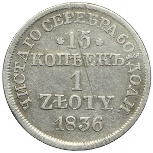 Polska, Zabór rosyjski, Mikołaj I, 15 kopiejek = 1 złoty 1836 MW, Warszawa