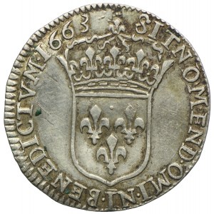 Francja, Ludwig XIV, 1/12 ecu 1663 Limoges