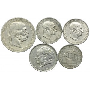 Austria, zestaw monet 1900-1928 (5szt.)