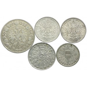 Austria, zestaw monet 1900-1928 (5szt.)