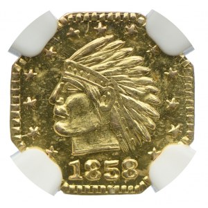 USA, Gold Token 1858, Kalifornia, NGC MS63PL (prooflike)