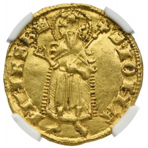 Ludwik I Węgierski (1342-1382), Goldgulden, Buda, NGC AU58