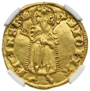 Ludwik I Węgierski (1342-1382), Goldgulden, Buda, NGC AU58