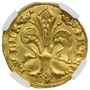 Ludwik I Węgierski (1342-1382), Goldgulden, Buda, NGC AU58