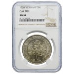 Niemcy, Republika Weimarska, 5 marek 1928 F, Stuttgart, NGC MS62