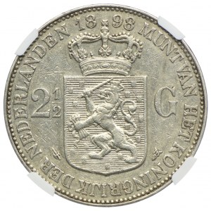 Holandia, 2 1/2 guldena 1898, napis - P. PANDER - NGC XF45