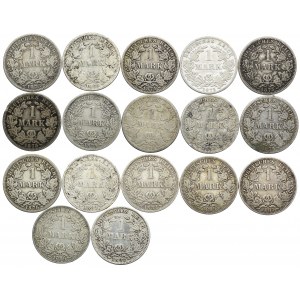 Niemcy, zestaw 1 marka 1873-1892 (17szt.)