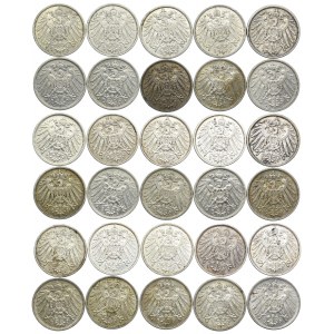 Niemcy, zestaw 1 marka 1901-1915 (30szt.)