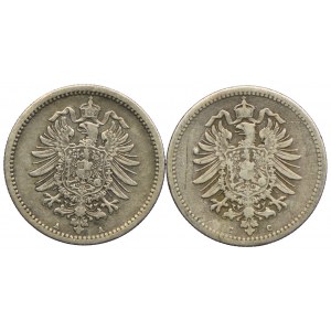 Niemcy, zestaw 50 feginów 1876 A, 1877 C (2 szt.)