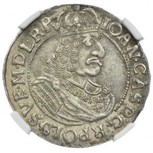 Jan II Kazimierz, ort 1663, Toruń, order św. Ducha, NGC AU58