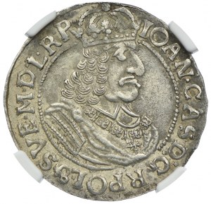 Jan II Kazimierz, ort 1663, Toruń, order św. Ducha, NGC AU58