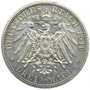 Niemcy, Saksonia-Weimar-Eisenach - Wilhelm Ernest, 3 marki 1910 A, Berlin