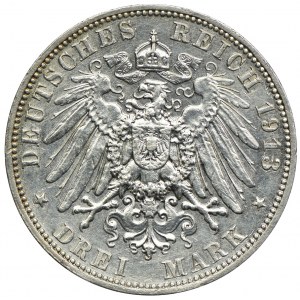 Niemcy, Saksonia, Fryderyk August III, 3 marki 1913 E, Muldenhütten